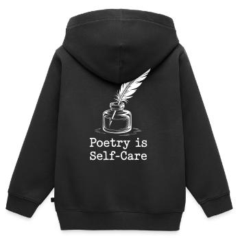 Poesie als Design von Selbstfürsorge-Federn - Kinder Premium Organic Zip Hoodie - Schwarz - Hinten - AI Model Kid Male (0cm)