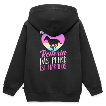 Reiten Pferdeliebhaber Reiterhof Pferde - Kinder Premium Organic Zip Hoodie - Schwarz - Hinten - AI Model Kid Male (0cm)