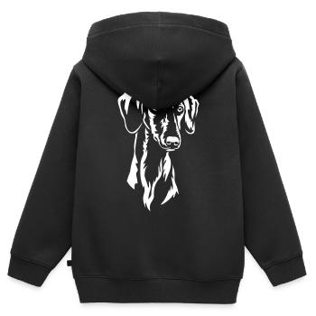 Saluki Head "Black Edition" - Kids Premium Organic Zip-up Hoodie - black - Back - AI Model Kid Male (0cm)