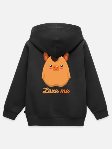 Pferd - Kinder Premium Organic Zip Hoodie - Schwarz