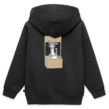 Lama Anmeldung - Kinder Premium Organic Zip Hoodie - Schwarz - Hinten - AI Model Kid Male (0cm)