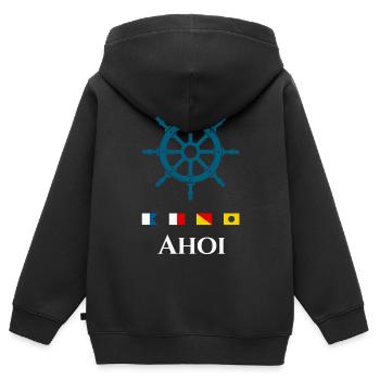 Ahoi Segeln Maritimes Steuerrad Motiv - Kinder Premium Organic Zip Hoodie - Schwarz - Hinten - AI Model Kid Male (0cm)