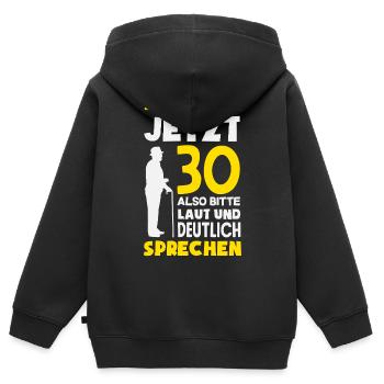 Jetzt 30 Laut Und Deutlich Sprechen - Kinder Premium Organic Zip Hoodie - Schwarz - Hinten - AI Model Kid Male (0cm)