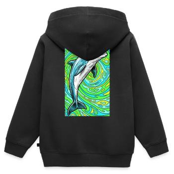 dauphin - Sweat Premium à capuche zippé enfant bio - noir - Dos - AI Model Kid Male (0cm)