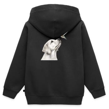 Motif des chiens crayons du colibri labrador - Sweat Premium à capuche zippé enfant bio - noir - Dos - AI Model Kid Male (0cm)