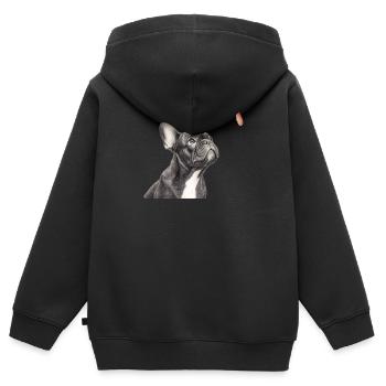 Cadeau du motif nature du bouledogue français - Sweat Premium à capuche zippé enfant bio - noir - Dos - AI Model Kid Male (0cm)