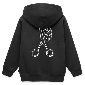 Scissors & Monstera - Kids Premium Organic Zip-up Hoodie - black - Back - AI Model Kid Male (0cm)