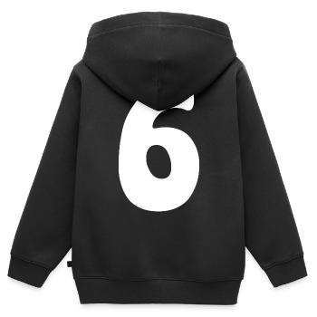 Sechs: Minimalistische Ziffer 6 | Sechster - Kinder Premium Organic Zip Hoodie - Schwarz - Hinten - AI Model Kid Male (0cm)