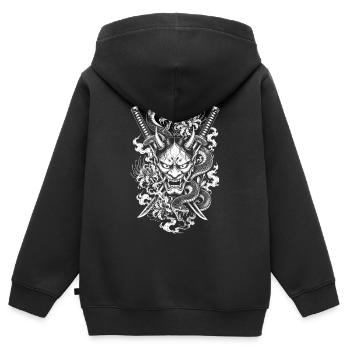 Hannya Maske mit Katana und Schlange - Kinder Premium Organic Zip Hoodie - Schwarz - Hinten - AI Model Kid Male (0cm)
