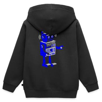roboter retro robot - Kinder Premium Organic Zip Hoodie - Schwarz - Hinten - AI Model Kid Male (0cm)