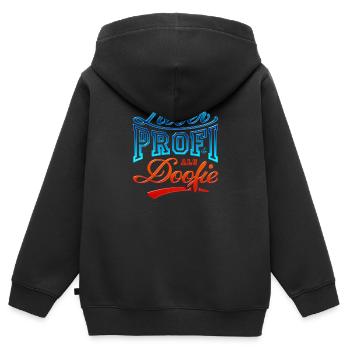 Handlettering „Lieber Profi als Doofie“ - Kinder Premium Organic Zip Hoodie - Schwarz - Hinten - AI Model Kid Male (0cm)