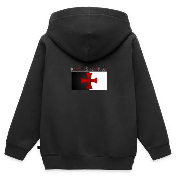 Templiers Chevaliers Templiers Croix Bannière - Sweat Premium à capuche zippé enfant bio - noir - Dos - AI Model Kid Male (0cm)