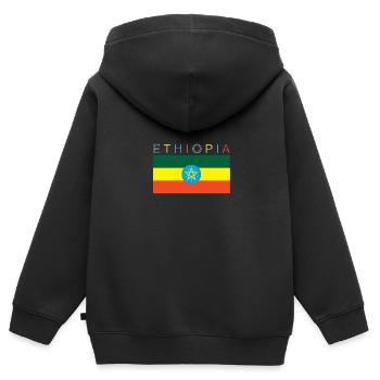 Ethiopie Drapeau Afrique - Sweat Premium à capuche zippé enfant bio - noir - Dos - AI Model Kid Male (0cm)