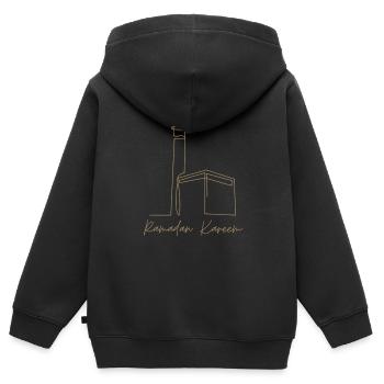Ramadan Kareem/motif islamique - Sweat Premium à capuche zippé enfant bio - noir - Dos - AI Model Kid Male (0cm)