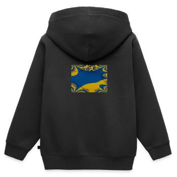 Ukraine Flagge Kunstdesign Kiew - Kinder Premium Organic Zip Hoodie - Schwarz - Hinten - AI Model Kid Male (0cm)