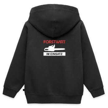 Forestier en action Travailleur forestier Travailleur forestier - Sweat Premium à capuche zippé enfant bio - noir - Dos - AI Model Kid Male (0cm)