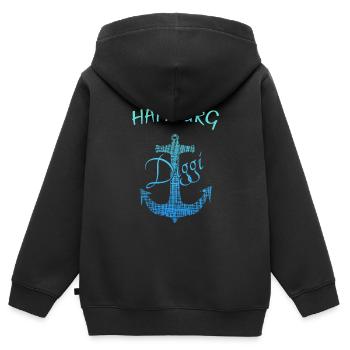 Hamburg - Kinder Premium Organic Zip Hoodie - Schwarz - Hinten - AI Model Kid Male (0cm)