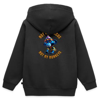 Not my circus not my monkeys. Nicht mein Zirkus. - Kinder Premium Organic Zip Hoodie - Schwarz - Hinten - AI Model Kid Male (0cm)