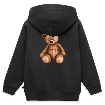 Teddybär - Kinder Premium Organic Zip Hoodie - Schwarz - Hinten - AI Model Kid Male (0cm)