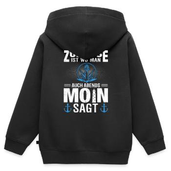 Moin Norddeutschland Ostfriesland - Kinder Premium Organic Zip Hoodie - Schwarz - Hinten - AI Model Kid Male (0cm)