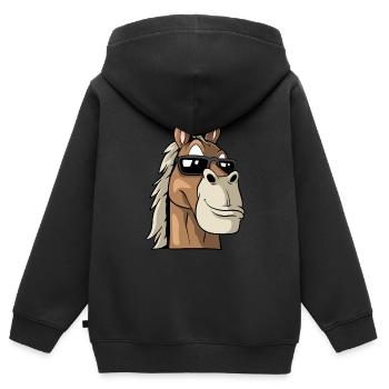 Cooles Pferd mit Sonnenbrille - Kinder Premium Organic Zip Hoodie - Schwarz - Hinten - AI Model Kid Male (0cm)