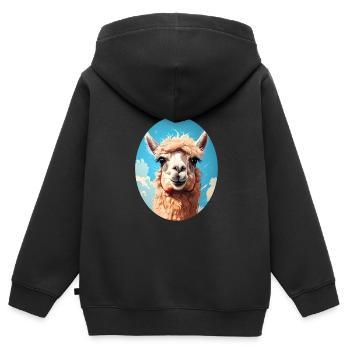 Alpaka - Kinder Premium Organic Zip Hoodie - Schwarz - Hinten - AI Model Kid Male (0cm)