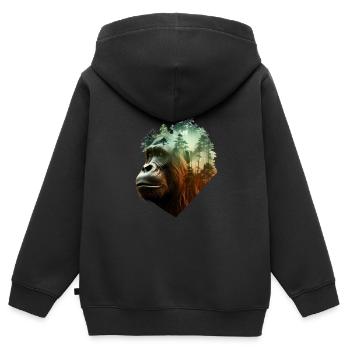 Gorilla - Kinder Premium Organic Zip Hoodie - Schwarz - Hinten - AI Model Kid Male (0cm)
