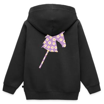Hobby Horse Girl Hobbyhorsing Steckenpferd Mädchen - Kinder Premium Organic Zip Hoodie - Schwarz - Hinten - AI Model Kid Male (0cm)