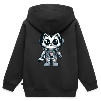 Cute Cat Astronaut - Kinder Premium Organic Zip Hoodie - Schwarz - Hinten - AI Model Kid Male (0cm)