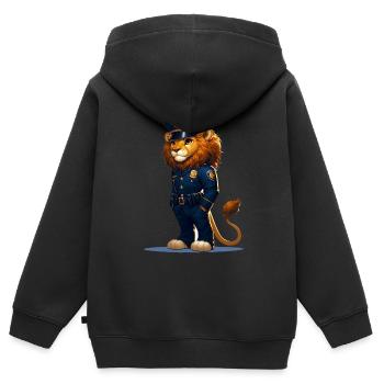 Cute Lion Police Officer - Kids Premium Organic Zip-up Hoodie - black - Back - AI Model Kid Male (0cm)