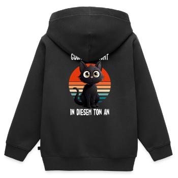 Ne me regarde pas sur ce ton à Bombay Cat - Sweat Premium à capuche zippé enfant bio - noir - Dos - AI Model Kid Male (0cm)