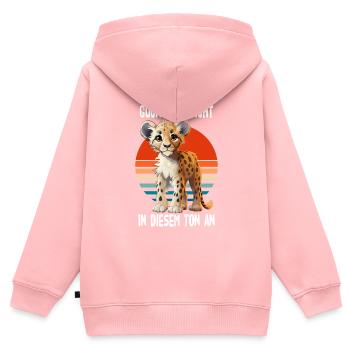 Ne me regarde pas dans ce ton guépard - Sweat Premium à capuche zippé enfant bio - rose - Dos - AI Model Kid Female (0cm)