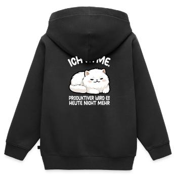 Je respire le chat persan - Sweat Premium à capuche zippé enfant bio - noir - Dos - AI Model Kid Male (0cm)