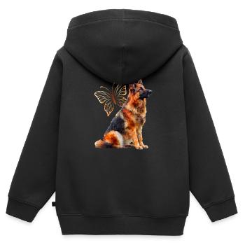 German Shepherd - Kids Premium Organic Zip-up Hoodie - black - Back - AI Model Kid Male (0cm)