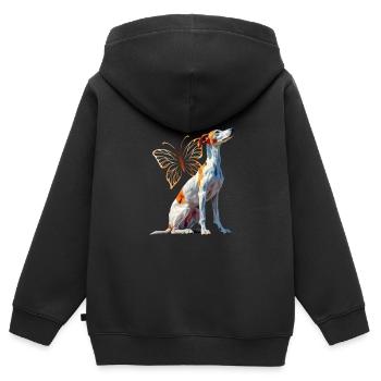 Lévrier - Sweat Premium à capuche zippé enfant bio - noir - Dos - AI Model Kid Male (0cm)