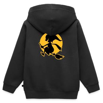 vl034b_hexe_2c - Kinder Premium Organic Zip Hoodie - Schwarz - Hinten - AI Model Kid Male (0cm)