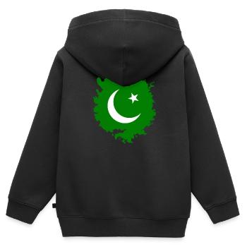 Pakistan - Kinder Premium Organic Zip Hoodie - Schwarz - Hinten - AI Model Kid Male (0cm)