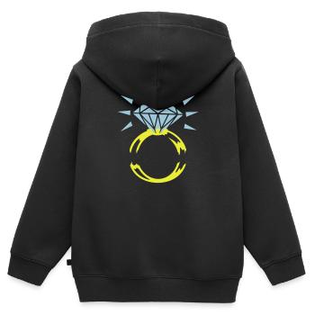 Diamantring / diamond ring (2c) - Kinder Premium Organic Zip Hoodie - Schwarz - Hinten - AI Model Kid Male (0cm)