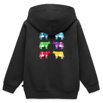 kuh kühe bunt - Kinder Premium Organic Zip Hoodie - Schwarz - Hinten - AI Model Kid Male (0cm)
