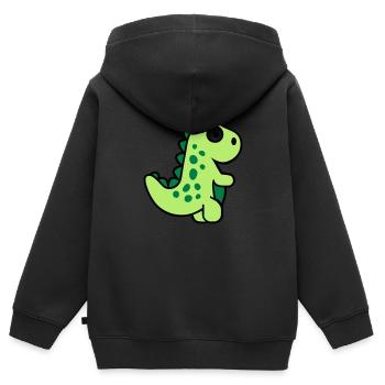 T-Rex - Sweat Premium à capuche zippé enfant bio - noir - Dos - AI Model Kid Male (0cm)