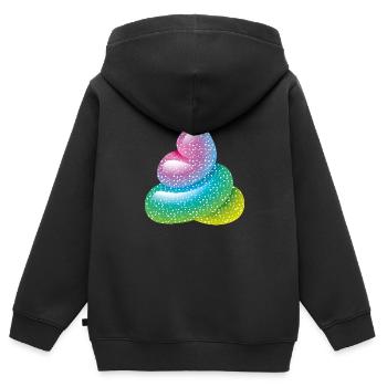 Smiley Glitter Poo - Kinder Premium Organic Zip Hoodie - Schwarz - Hinten - AI Model Kid Male (0cm)