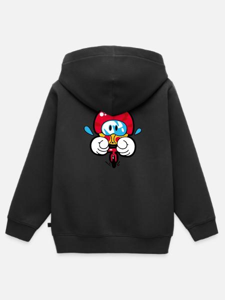 Smiley Cycling - Kinder Premium Organic Zip Hoodie - Schwarz