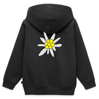 Edelweiss - Kinder Premium Organic Zip Hoodie - Schwarz - Hinten - AI Model Kid Male (0cm)