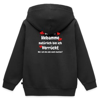 Hebamme - Kinder Premium Organic Zip Hoodie - Schwarz - Hinten - AI Model Kid Male (0cm)