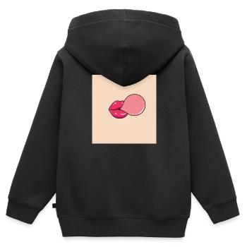 masque de drôle de visage bulle bulle de gomme - Sweat Premium à capuche zippé enfant bio - noir - Dos - AI Model Kid Male (0cm)