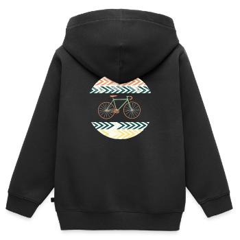 Vélo,Cyclistes, Biking, Cyclisme,bianche, - Sweat Premium à capuche zippé enfant bio - noir - Dos - AI Model Kid Male (0cm)
