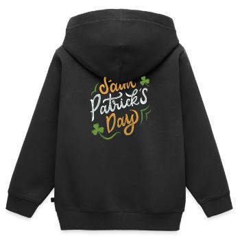 Joyeuse Saint-Patrick - Sweat Premium à capuche zippé enfant bio - noir - Dos - AI Model Kid Male (0cm)