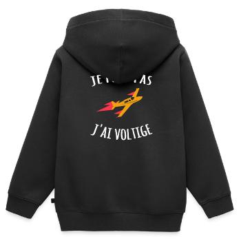 Je peux pas j'ai voltige - Sweat Premium à capuche zippé enfant bio - noir - Dos - AI Model Kid Male (0cm)