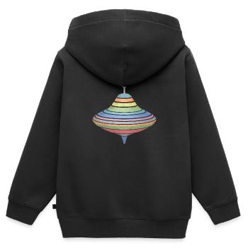 Retour au début - Sweat Premium à capuche zippé enfant bio - noir - Dos - AI Model Kid Male (0cm)