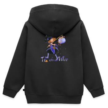 Hexe - Kinder Premium Organic Zip Hoodie - Schwarz - Hinten - AI Model Kid Male (0cm)